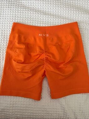 Orange High-Rise Scrunch-Back Bike Shorts